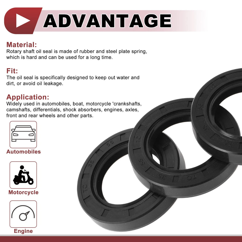 Set of 5 Rotary Shaft Oil Seals 35x55x10mm Nitrile Rubber 672668828755
