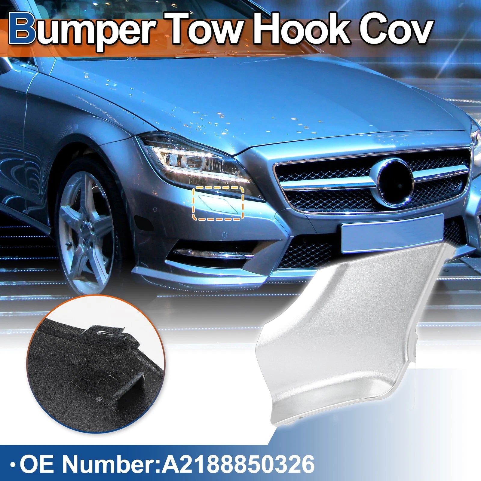 Tow Hook Cover for Mercedes-Benz CLS (2012–2018) No.A2188850326 Silver Tone