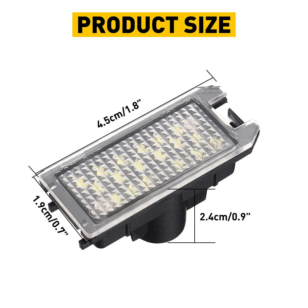 2X LED License Plate Lights for Fiat 500 (2013–2019) Jeep Grand Cherokee (2019–2021)