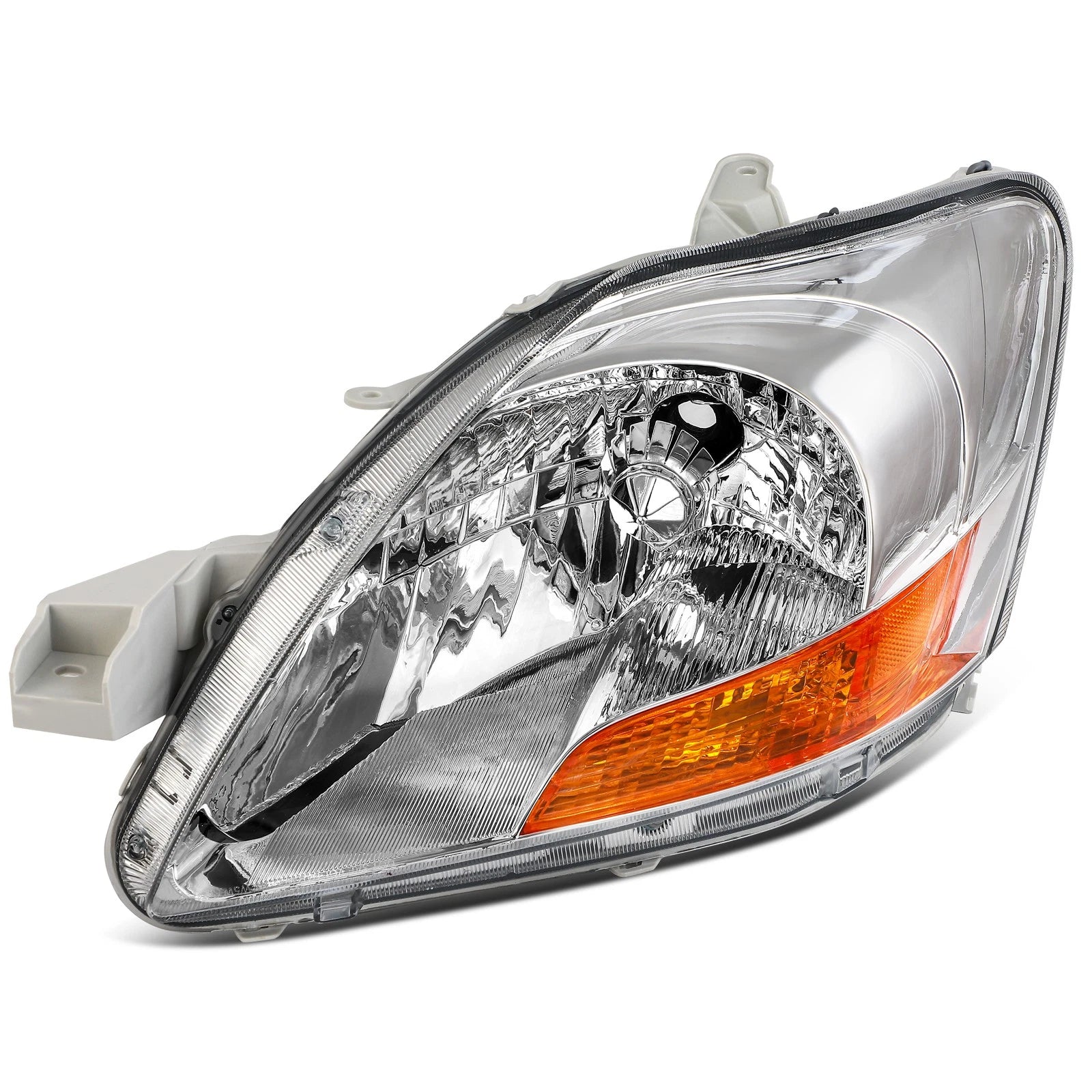 Set of 2 Chrome Amber Halogen Headlights for Toyota Yaris (2007–2011)