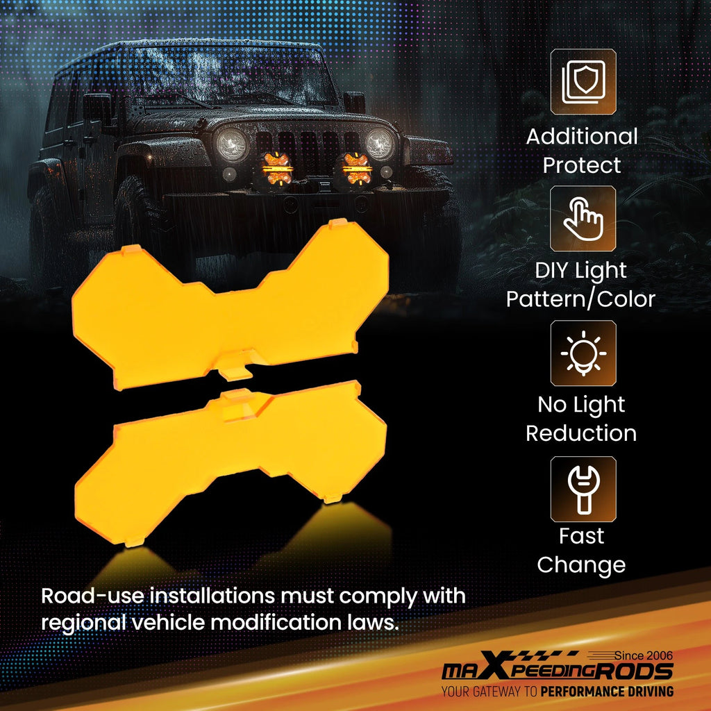 Waterproof Amber Cover for maXpeedingrods 7" Square LED Driving Light