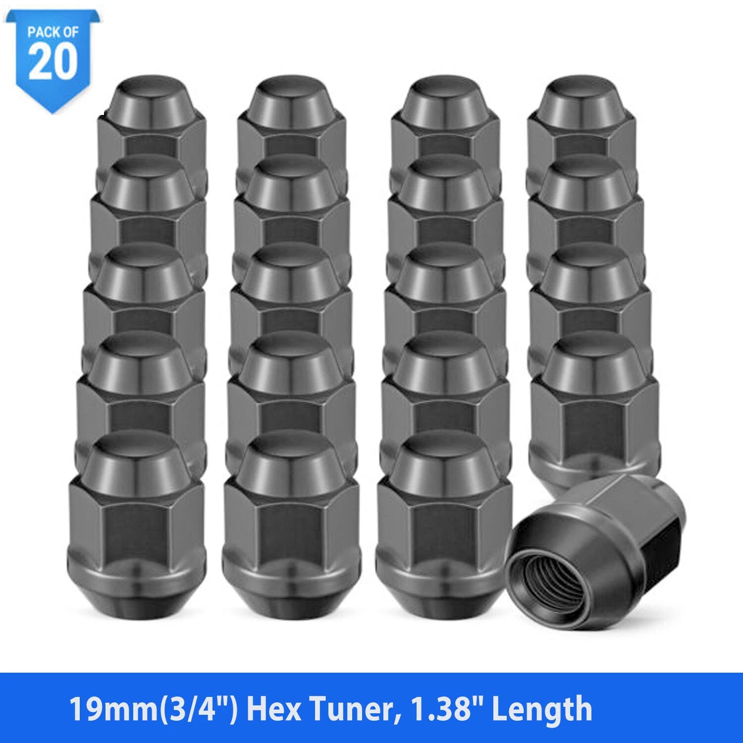 20pc Bulge Acorn Lug Nuts for Chrysler Dodge Caravan (YYYY–YYYY)