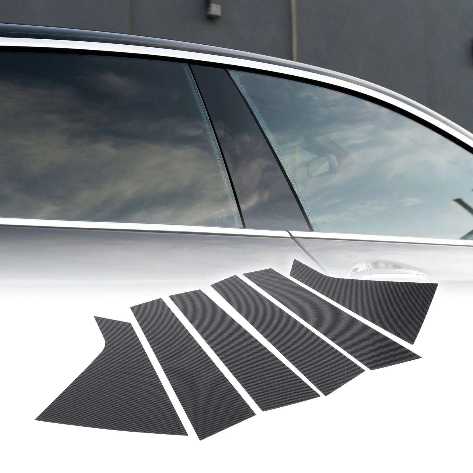6pcs Window Trim Cover for Chevrolet Impala (2014–2020) Black Carbon Fiber