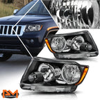 Halogen Headlight Lamps for Jeep Grand Cherokee (2011–2013) - Amber Side Corner Black