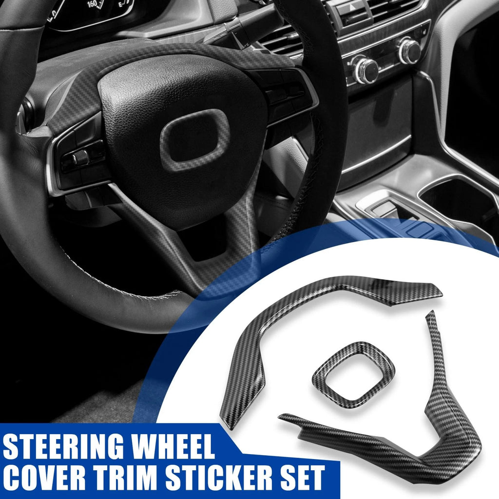 3pcs Steering Wheel Cover Trim for Honda Accord (2018–2021) Carbon Fiber