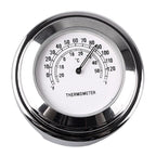 7/8" Handlebar Temp Dial Clock Thermometer for Motorcycle Chrome White