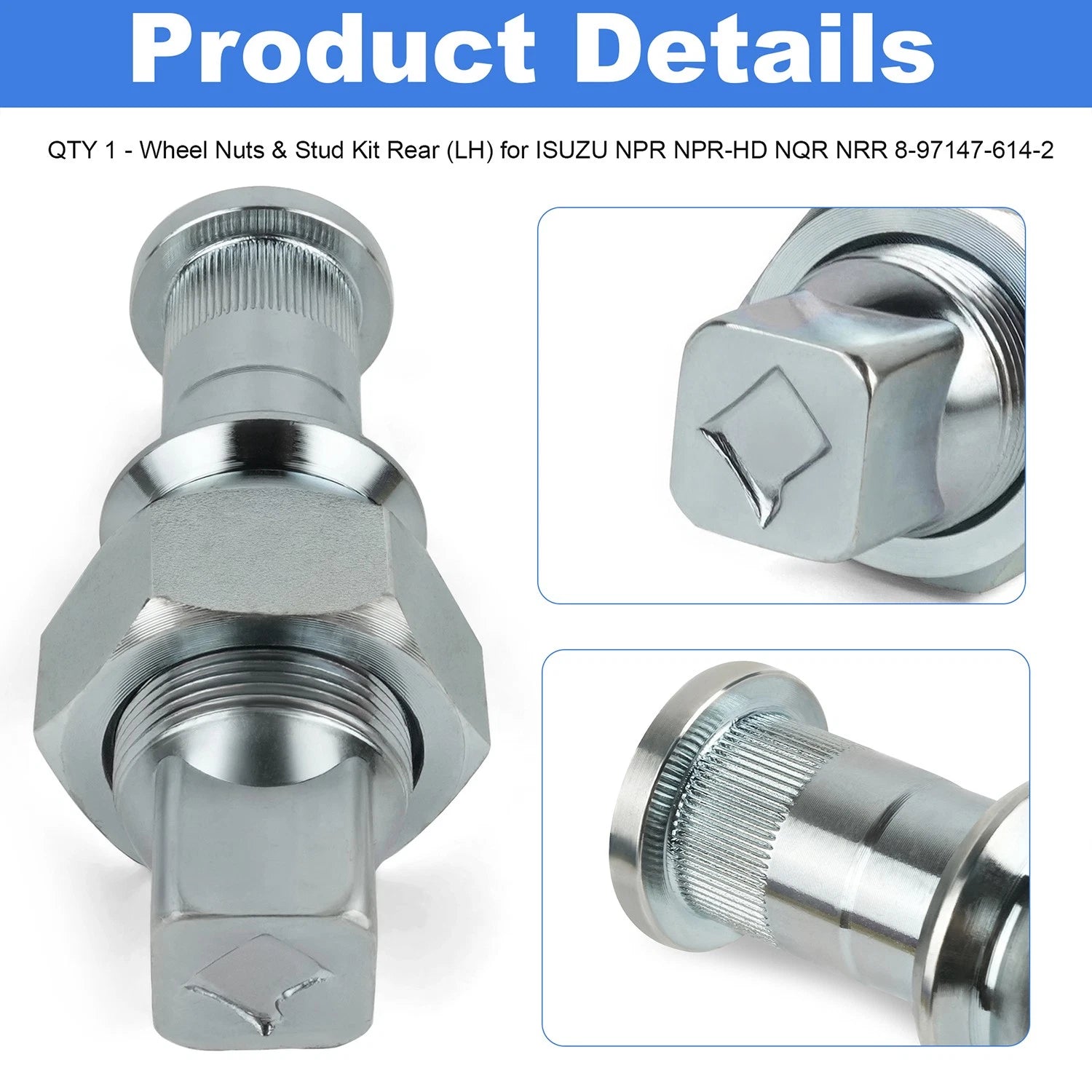Wheel Nuts & Stud Kit for Isuzu NPR, NPR-HD, NQR, NRR, Reach (All Years)