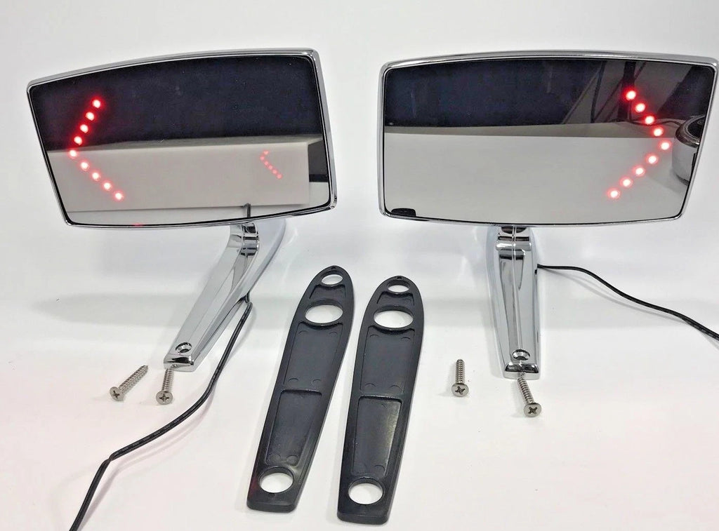 Pair LED Turn Signal Side Rear View Mirrors Convex Right for Mustang (1967–1968)