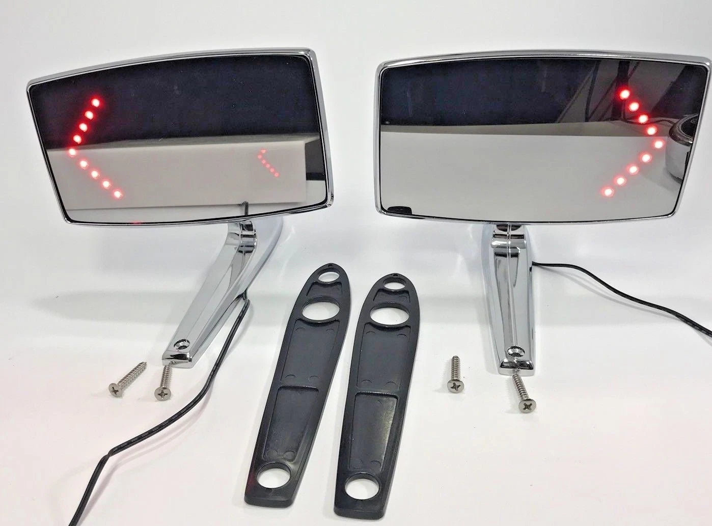 Pair LED Turn Signal Side Rear View Mirrors Convex Right for Mustang (1967–1968)