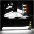 Pair of J-Halo LED DRL Black/Amber Headlight Bumper Lamps for Chevy Silverado (2003–2007)