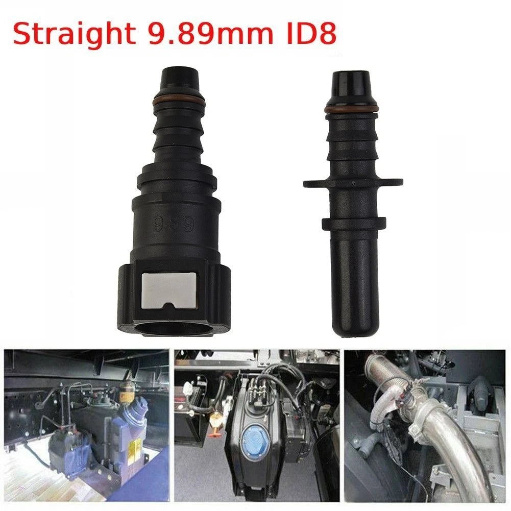 Set of 2 Fuel Line Hose Pipe Couplers for ID8 (Straight 9.89mm)
