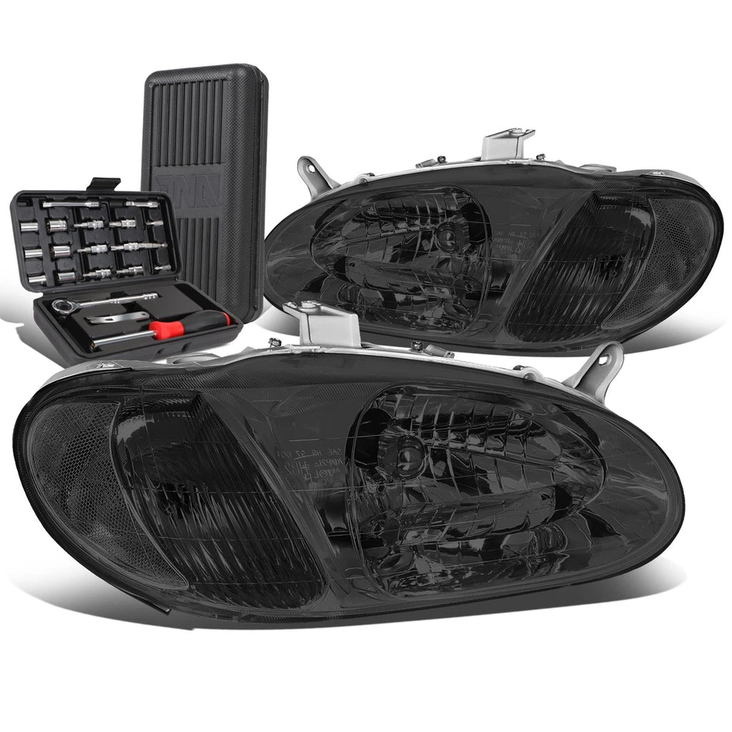 Pair of Smoked Housing Clear Side Headlights for Sephia (1998–2001)
