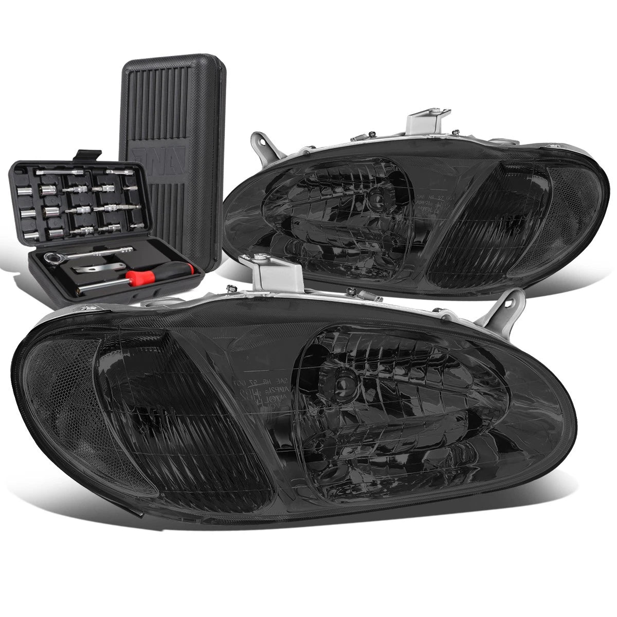Pair of Smoked Housing Clear Side Headlights for Sephia (1998–2001)