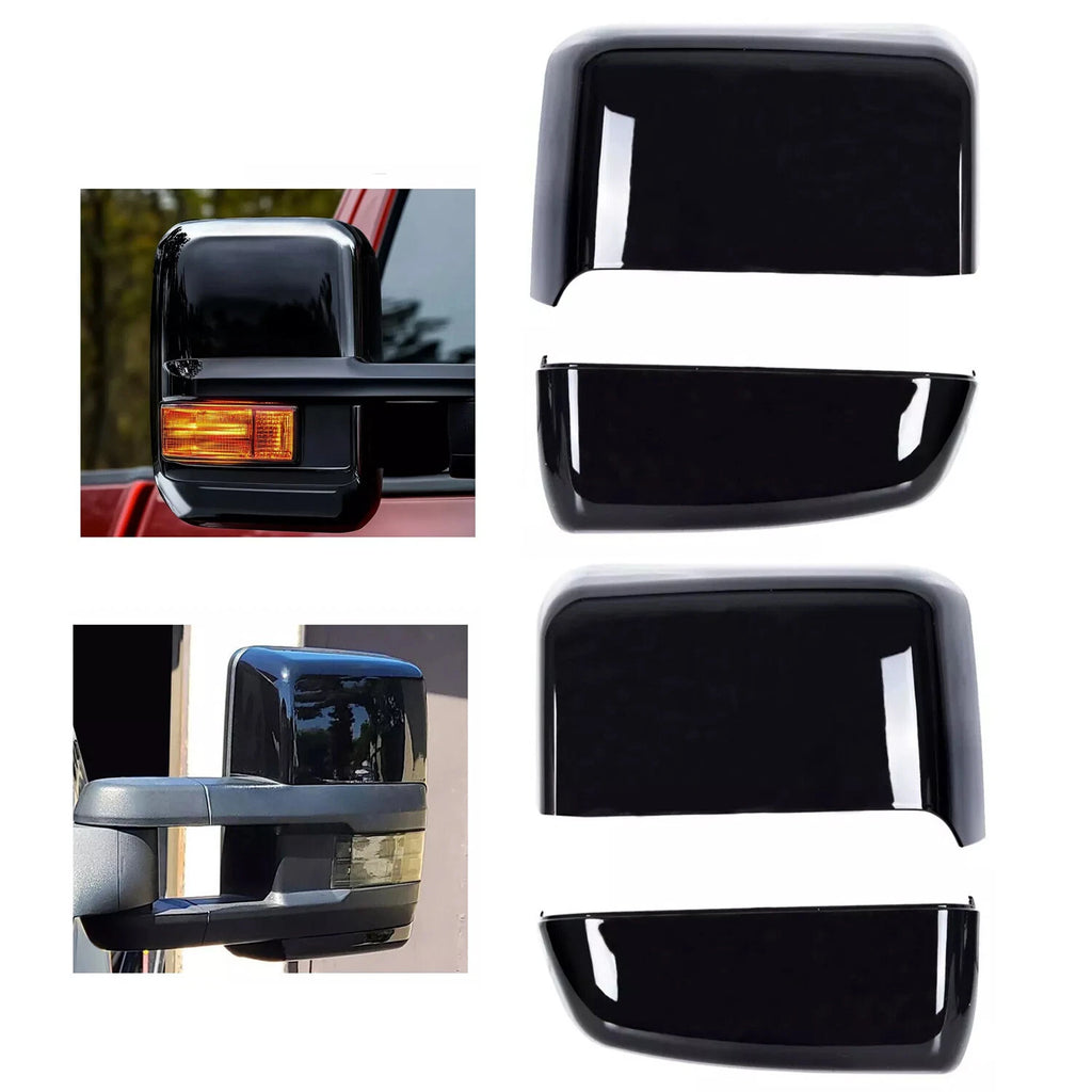 Set of 4 Tow Mirror Cap Covers for Chevy Silverado GMC Sierra (2014–2019) Glossy Black