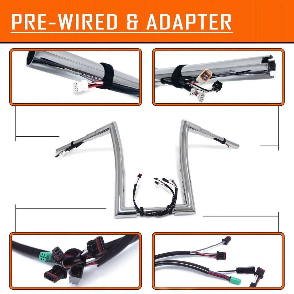 12" 14" 16" Prewired Handlebar for Harley Road King FLHR FLHRC (2016–2022)