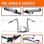 12" 14" 16" Prewired Handlebar for Harley Road King FLHR FLHRC (2016–2022)