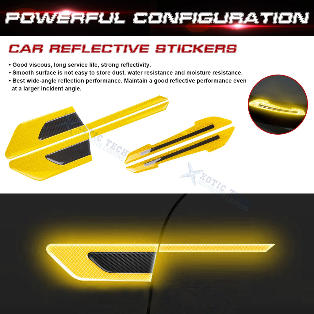 Yellow Reflective Rearview Mirror and Side Door Decals for Universal Car (-)