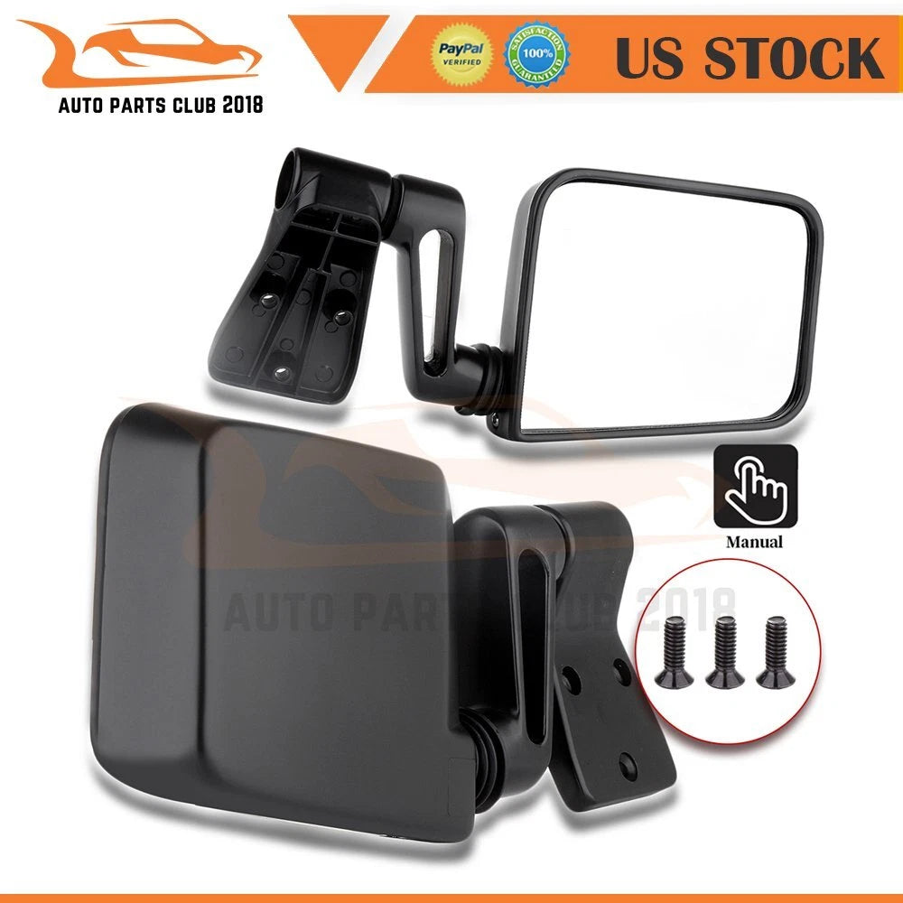 Set of 2 Manual Side View Mirrors for Jeep Wrangler (1987–2002)