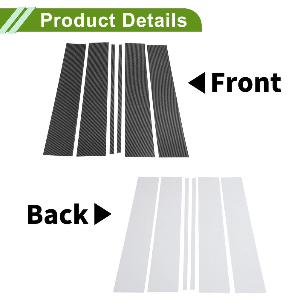 6 Pcs Pillar Window Trim for Chevy Suburban (2015–2020) Carbon Fiber Black