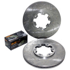 Front Dimple Drilled Slotted Disc Brake Rotors & Pads for Navara D22 4X4