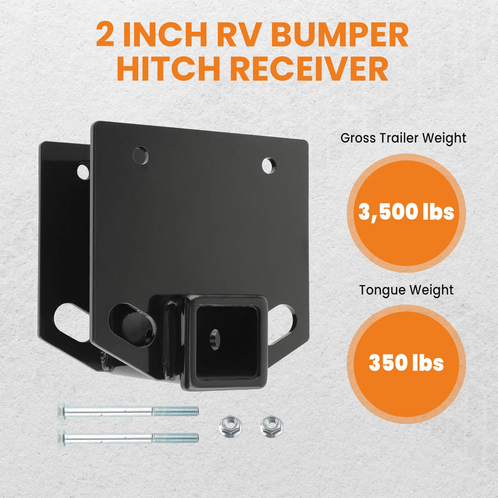 2" RV Bumper Hitch Receiver Kit for 4x4 Inch Square Bumper (3500LBS)