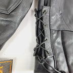 Leather Motorcycle Jacket for Men - Black, Size 50