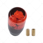 Clear Red Real Flowers Manual Gear Shift Knob for Universal Vehicles (10CM)
