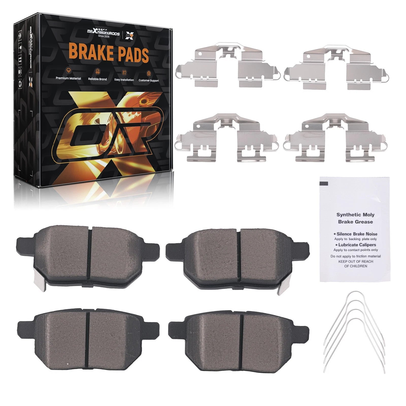 Set of 4 Rear Ceramic Brake Pads for Toyota Corolla iM (2017–2018), Prius (2010–2022)