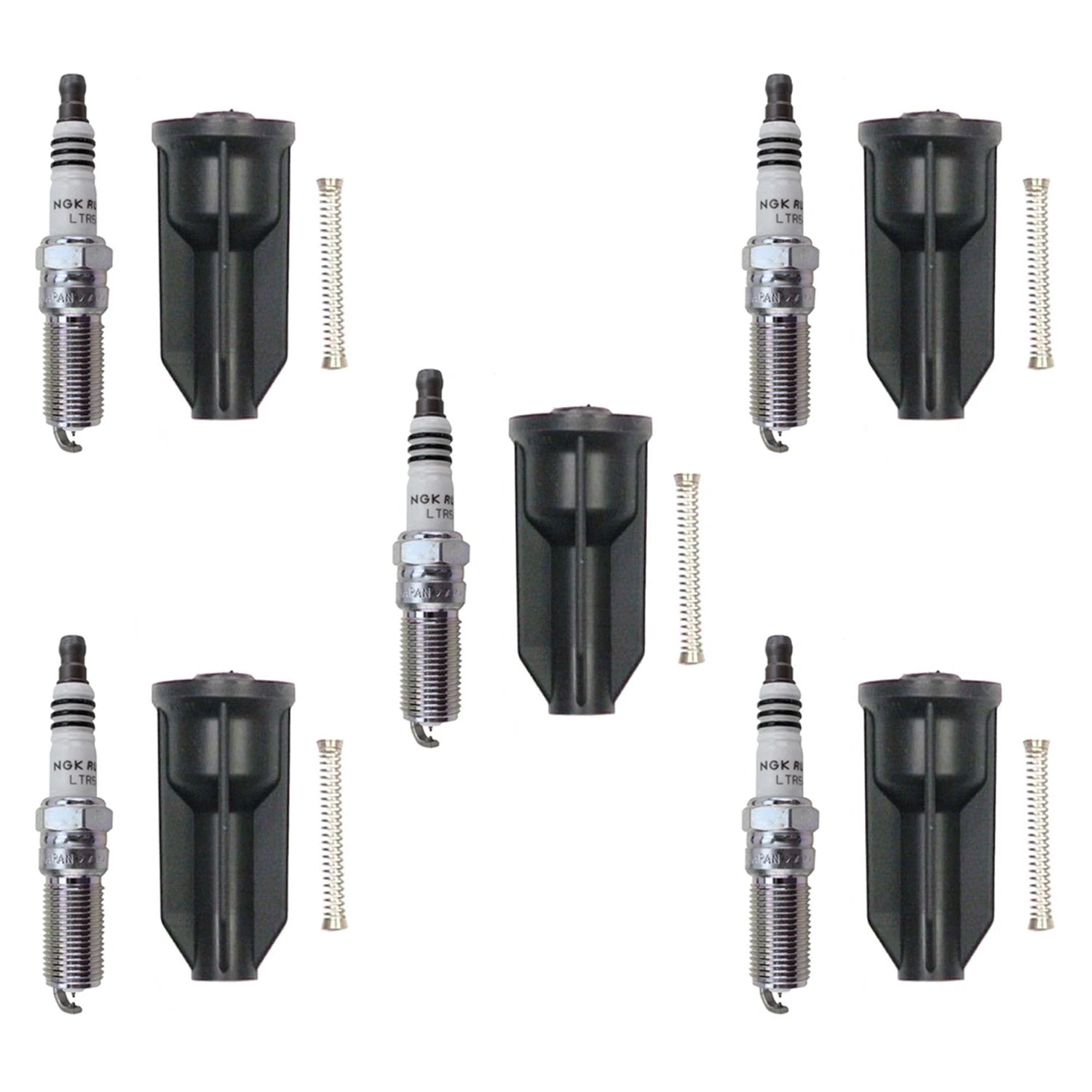 NGK 5 Ruthenium HX Spark Plugs & Denso Coil Boots Kit for Canyon Colorado (2015–2023)