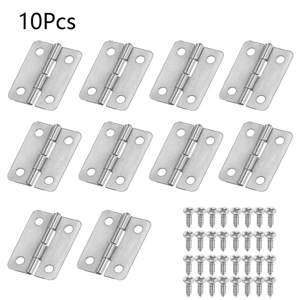 10pcs Mini Hinge for Jewelry Chest Dollhouse Wine Box (25x18mm) Silver