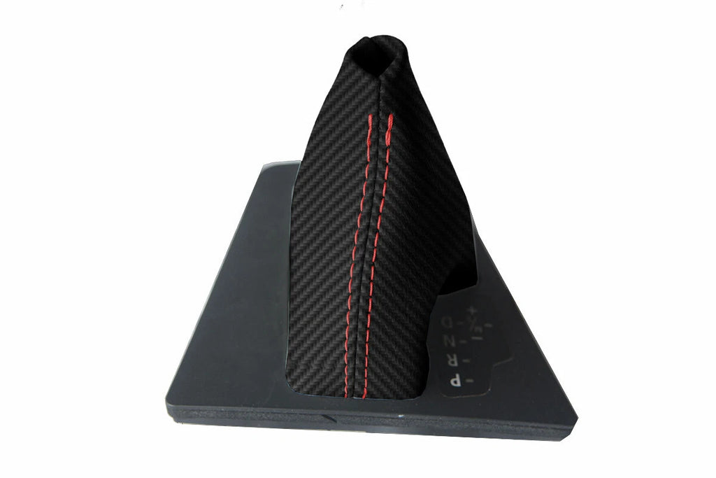 Carbon Fiber Automatic Shift Boot Cover for BMW E60 (2004–2007) Red Stitch