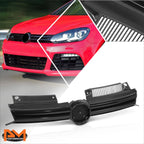 Horizontal Slats Front Hood Grille w/Badge Slot + Black Moulding for VW Golf (2010–2014)