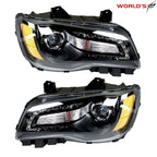 Headlight Set for Chrysler 300 (2011–2014) Black Housing Halogen
