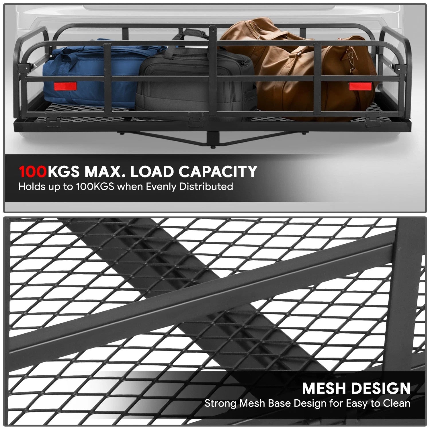 2" Receiver Hitch Mount Cargo Carrier Basket for Universal Fit
