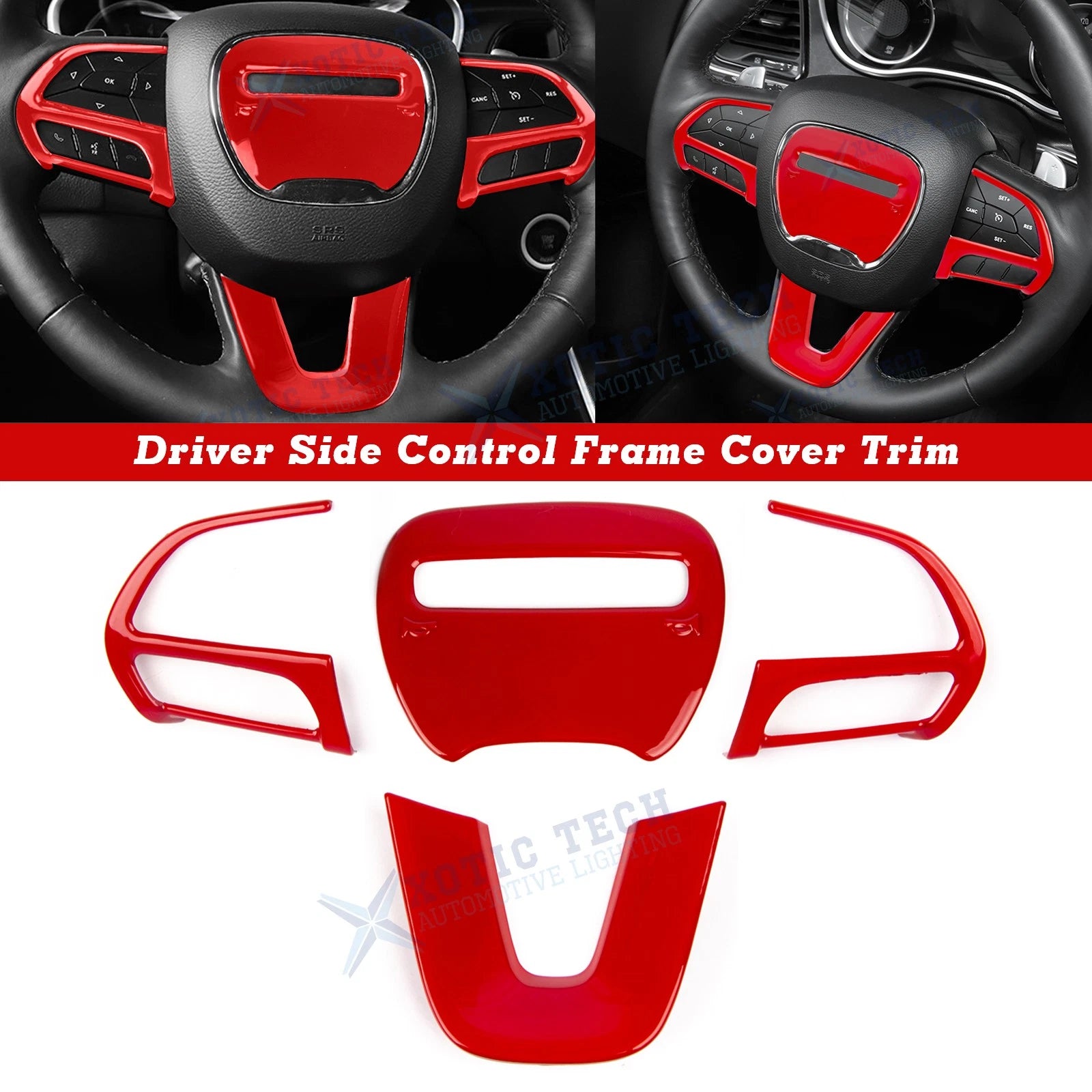 Glossy Red Driver Side Control Cover Trim for Dodge Challenger Charger (2015–2025)