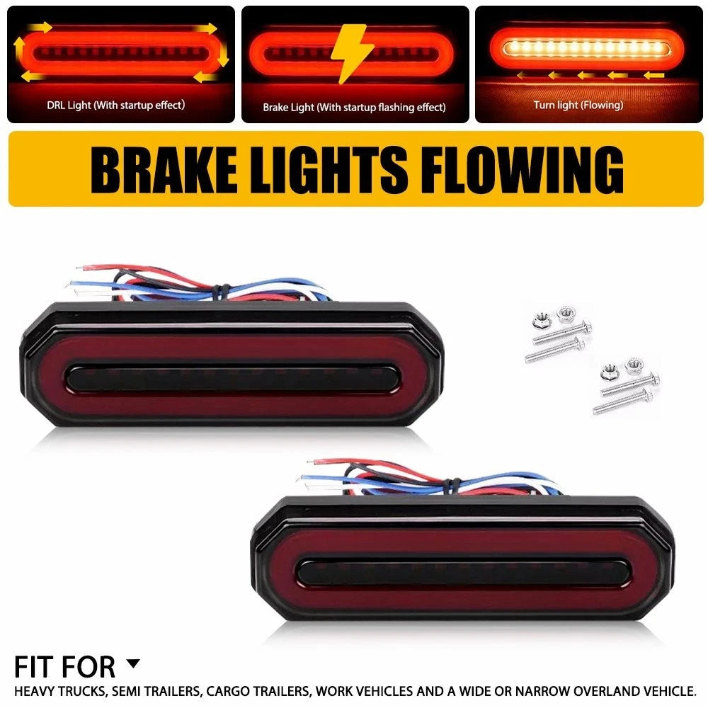 2X Red/Amber 5" Oval LED Brake Stop Turn Signal Light for Truck Trailer (DR H)