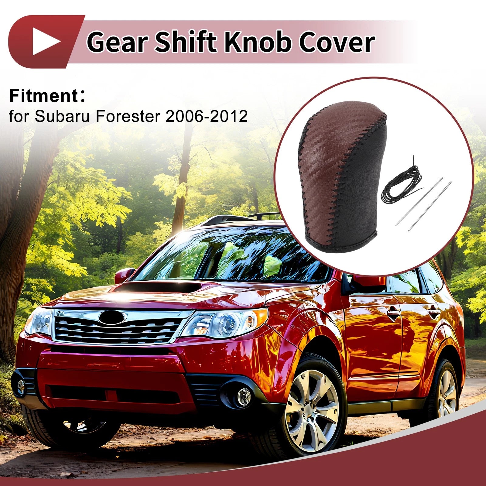Gear Shift Knob Cover for Subaru Forester (2006–2012) Black Brown