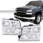Chrome Clear Corner Headlights and Signal Bumper Lamps for Silverado (2003–2006)