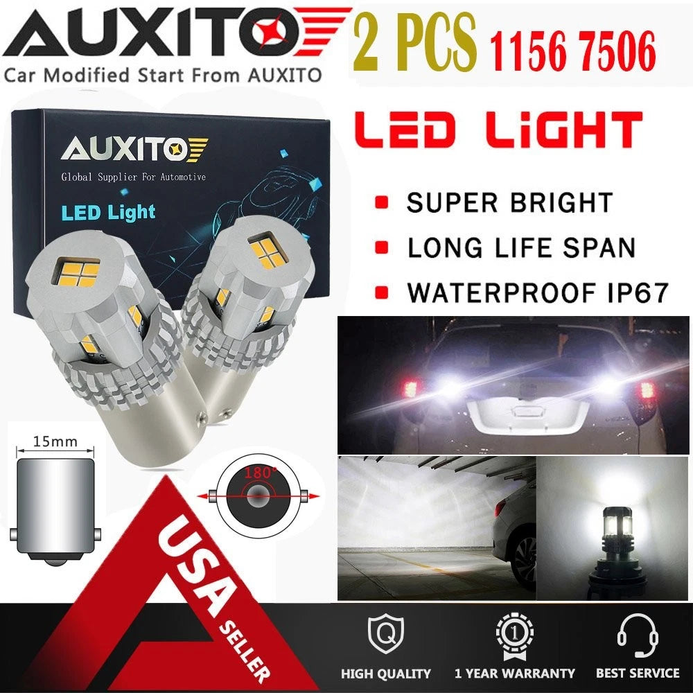 2X AUXITO 1156 7506 BA15S LED Reverse Light for