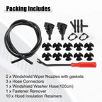 Set of 2 Front Windshield Washer Nozzle Kit for Dodge RAM (Fits 1M Hose)