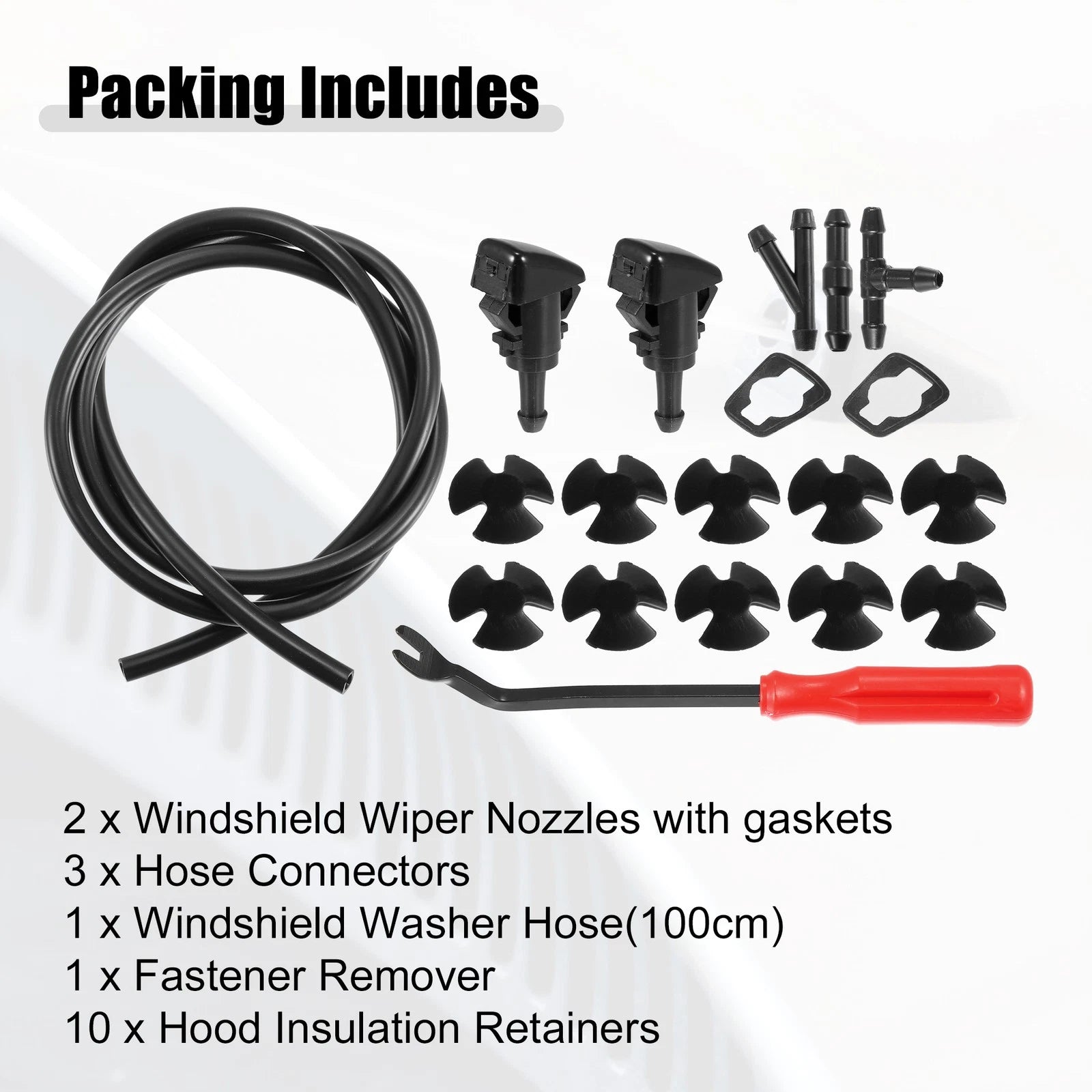 Set of 2 Front Windshield Washer Nozzle Kit for Dodge RAM (Fits 1M Hose)