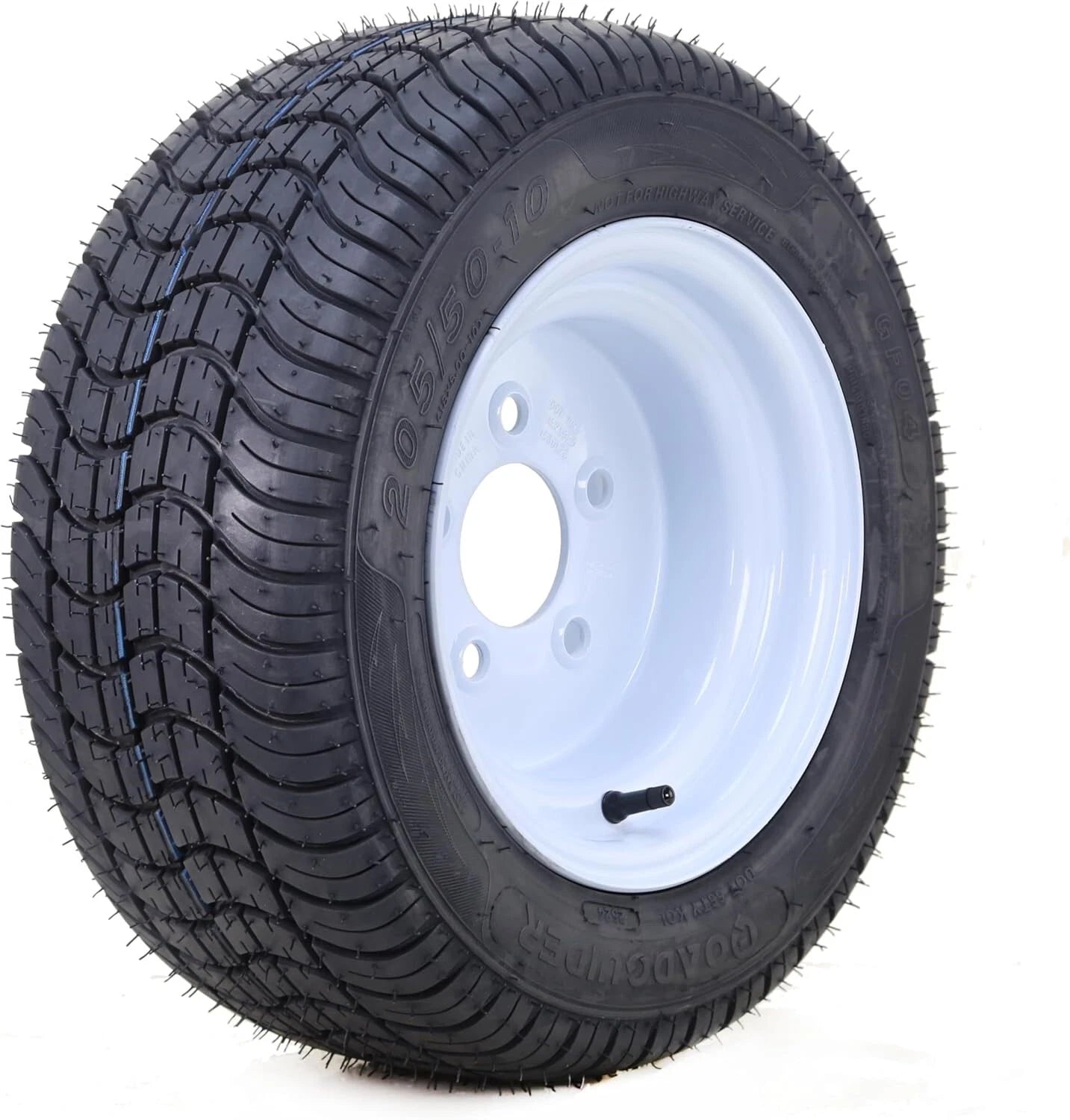 205/50-10 Tire Rim for Golf Cart (5 Lugs, 4.5" PCD, White)