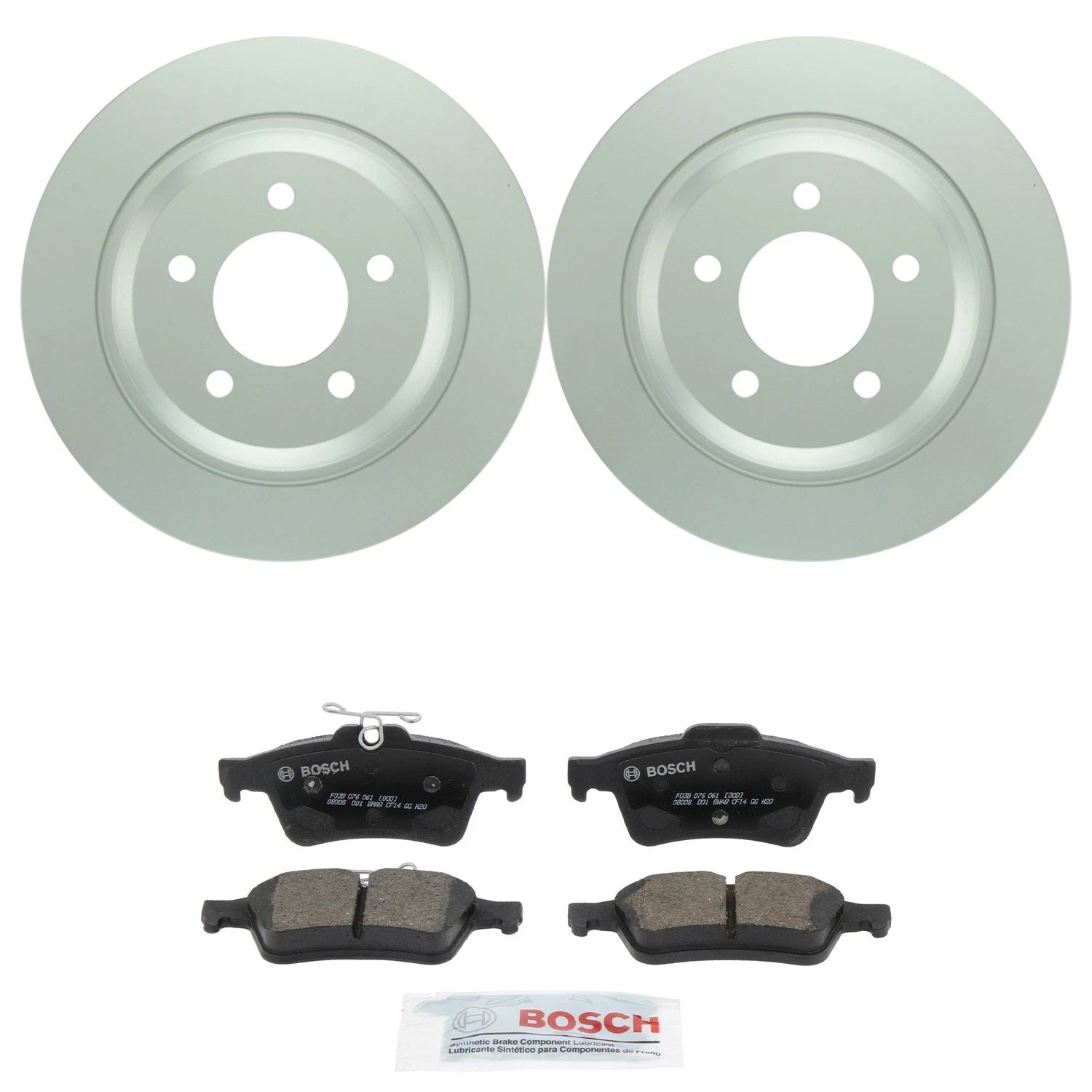Set of 2 Bosch QuietCast Rear Rotors & Ceramic Brake Pads for Mazda 5 (2006–2015)