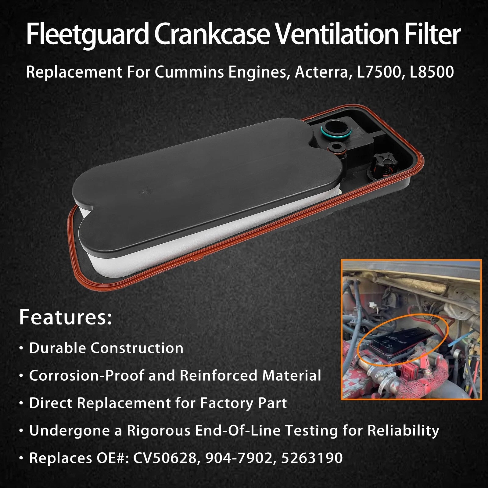 Crankcase Ventilation Filter for Fleetguard Cummins L7500 (2008-2010)