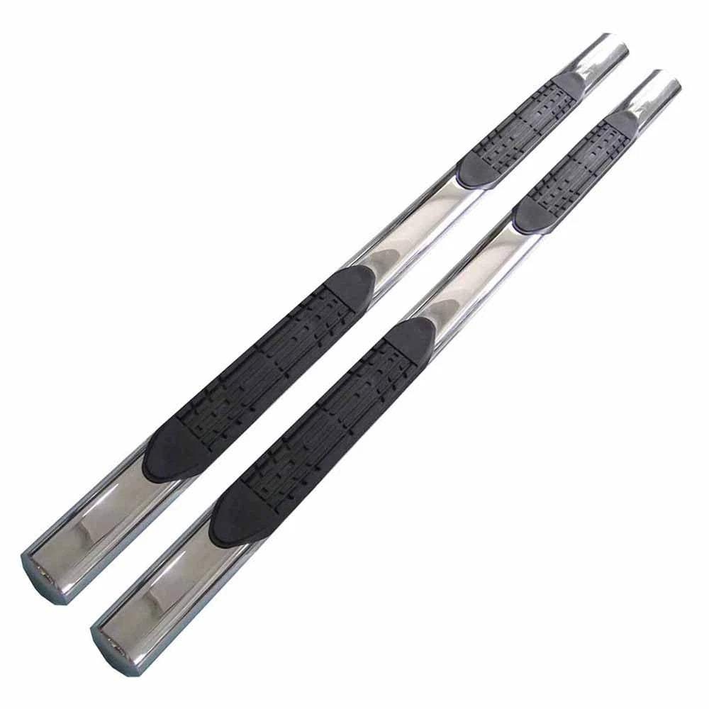 Polished 4in Steel Oval Straight w/Pads Step Nerf Bar for 2019 Ram 1500 Crew Cab
