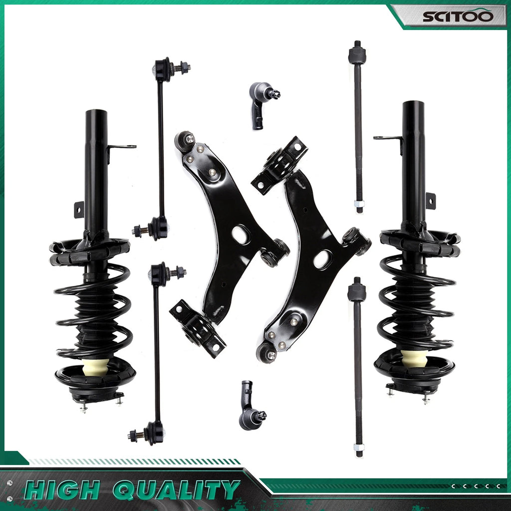 Front Shocks Struts w/ Coil Springs Lower Control Arms for Ford Focus (2000–2004)