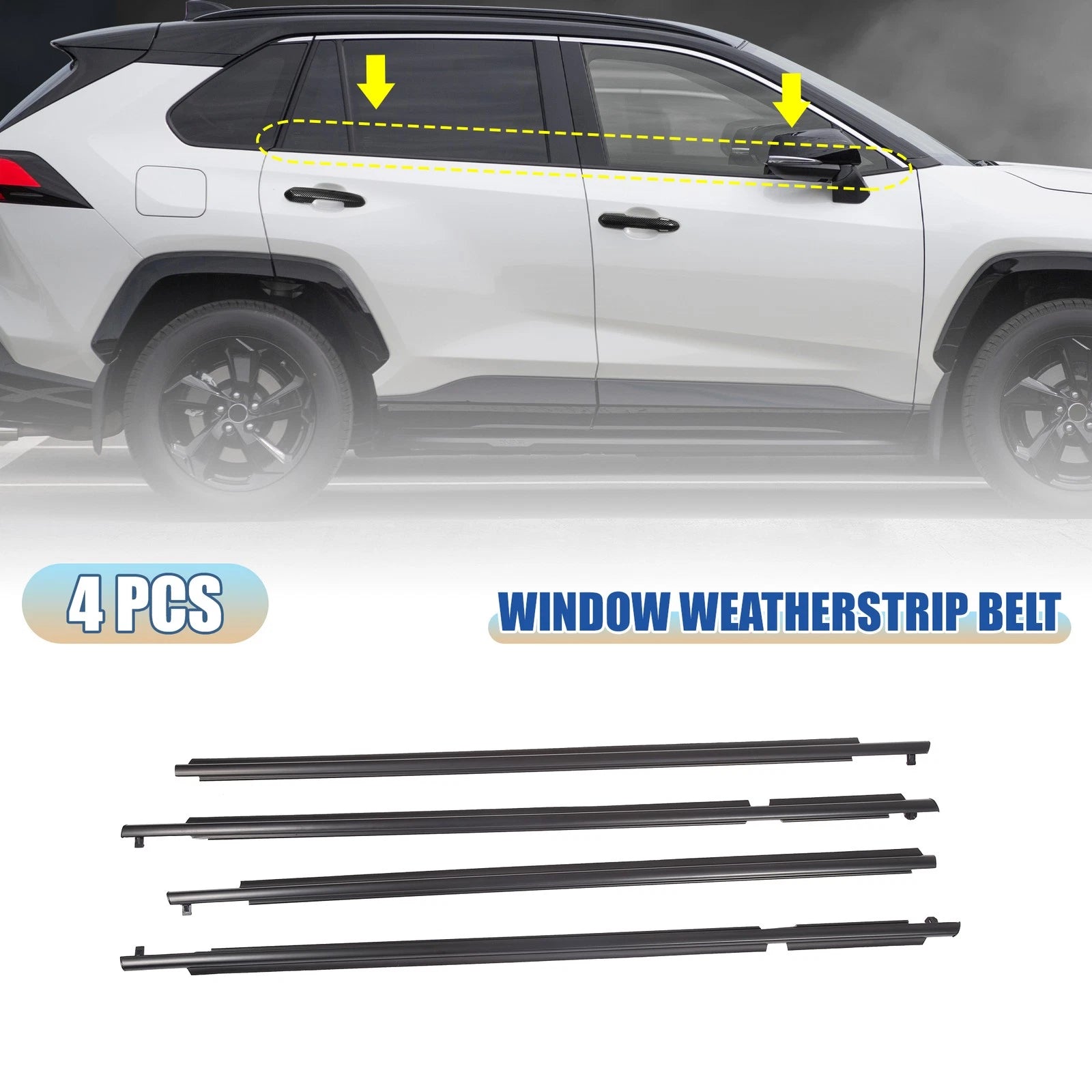 Set of 4 Window Seal Weatherstrip Trim for Toyota RAV4 (2009–2012)