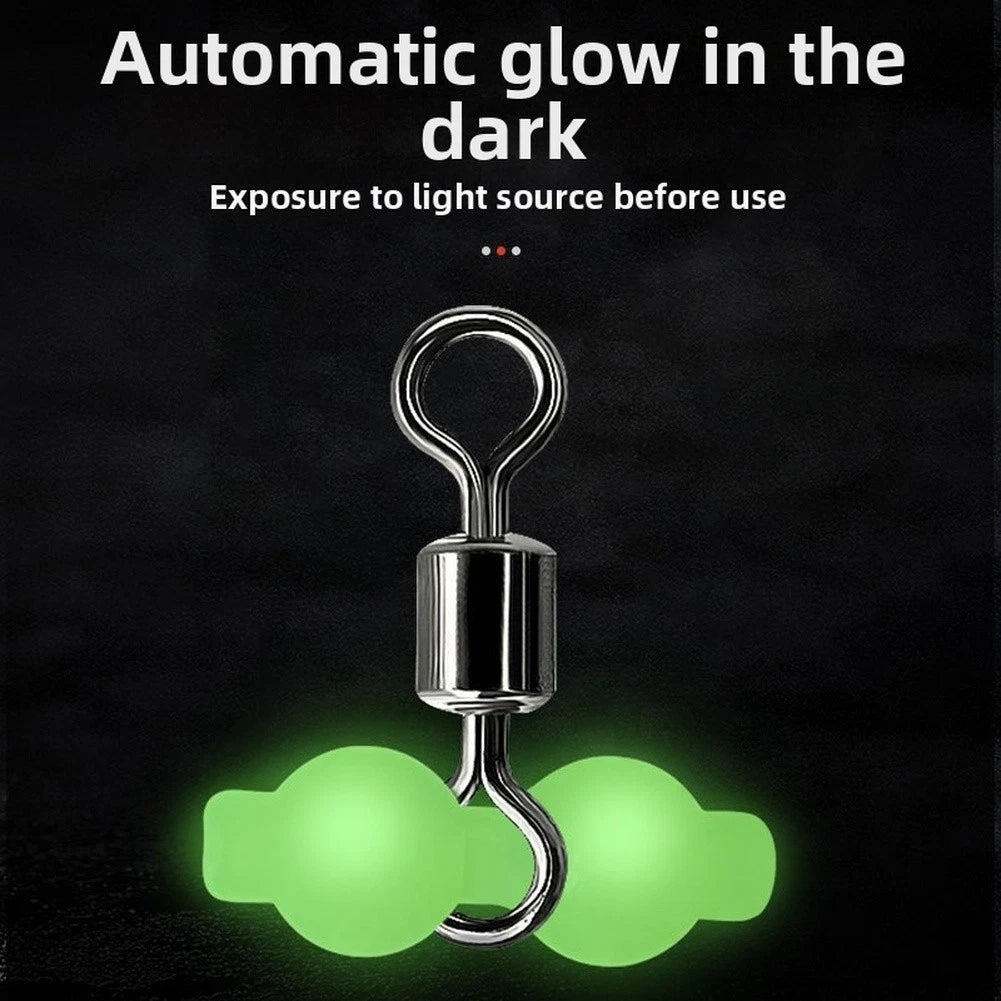 Glow in Dark Fishing Swivel Bait Connector 360° Rotation Beads