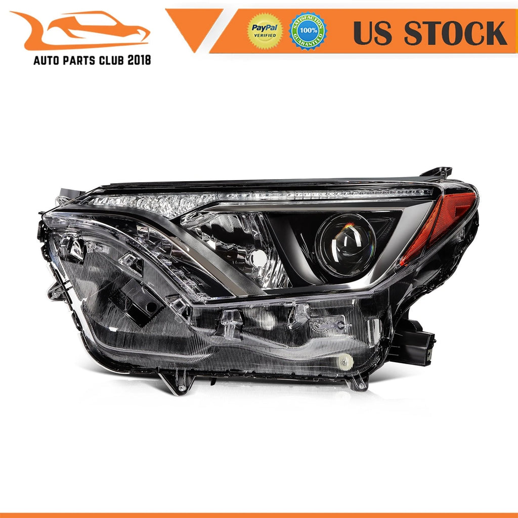 Headlight Assembly for Toyota RAV4 (2016–2018) Left Driver Side, Black Housing