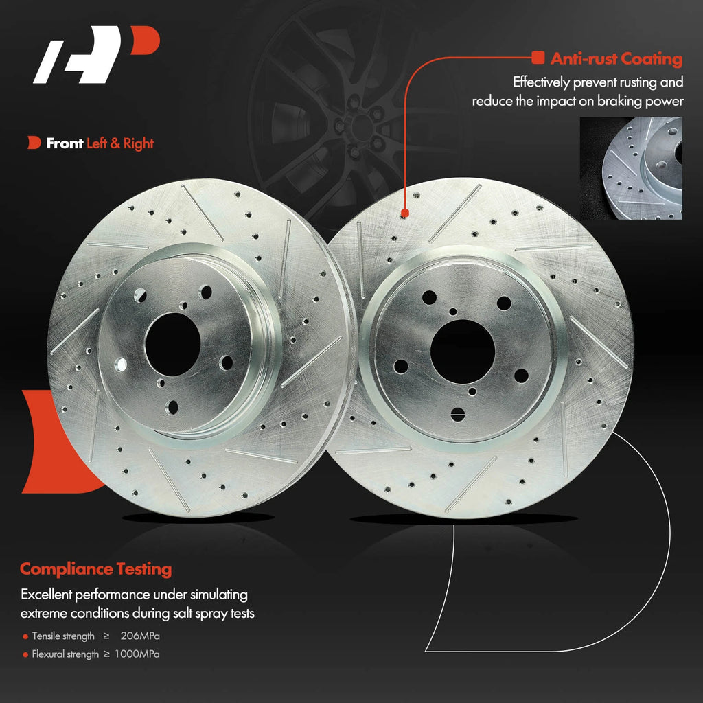 Front Side Drilled Brake Rotors for Subaru Legacy Outback WRX (2000–2023)